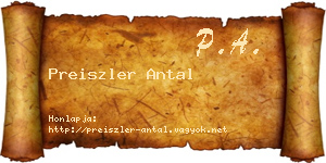Preiszler Antal névjegykártya